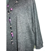 Melanżowy luźny sweter OVERSIZE z golfem - grafitowy